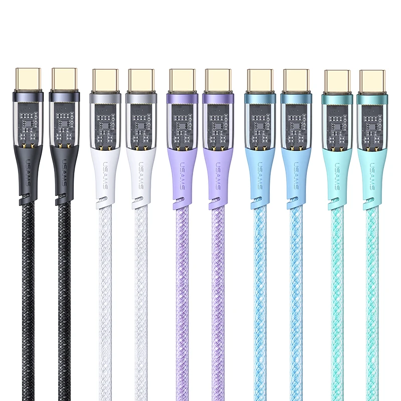 

USAMS 2022 Fast Charging 100W Type C To Type C PD Transparent Braided Data Cables