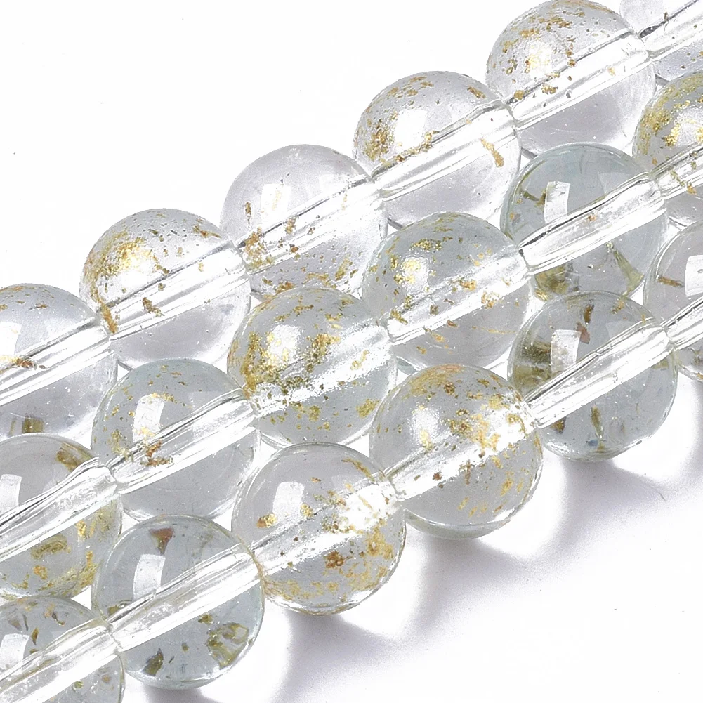 

PandaHall 8mm LightBlue Golden Foil Transparent Spray Painted Glass Bead