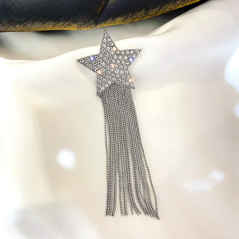 

2021 fashion trendy crystal long star earings girls