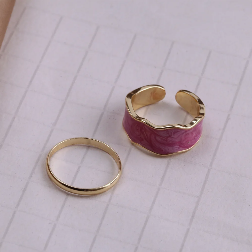 

Genya Retro fashion korean geometric metal ring adjustable rings, As picture