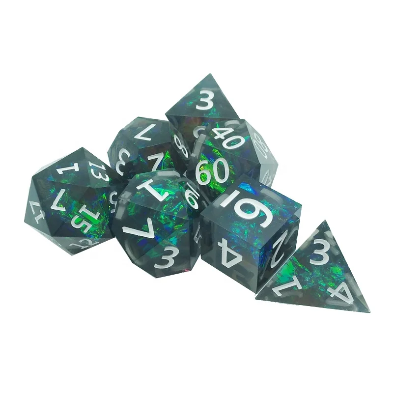 

New Spectre Glitter Sharpen Edges Hand Made Resin dice High Quality With Polyhedron RPG DND Dice