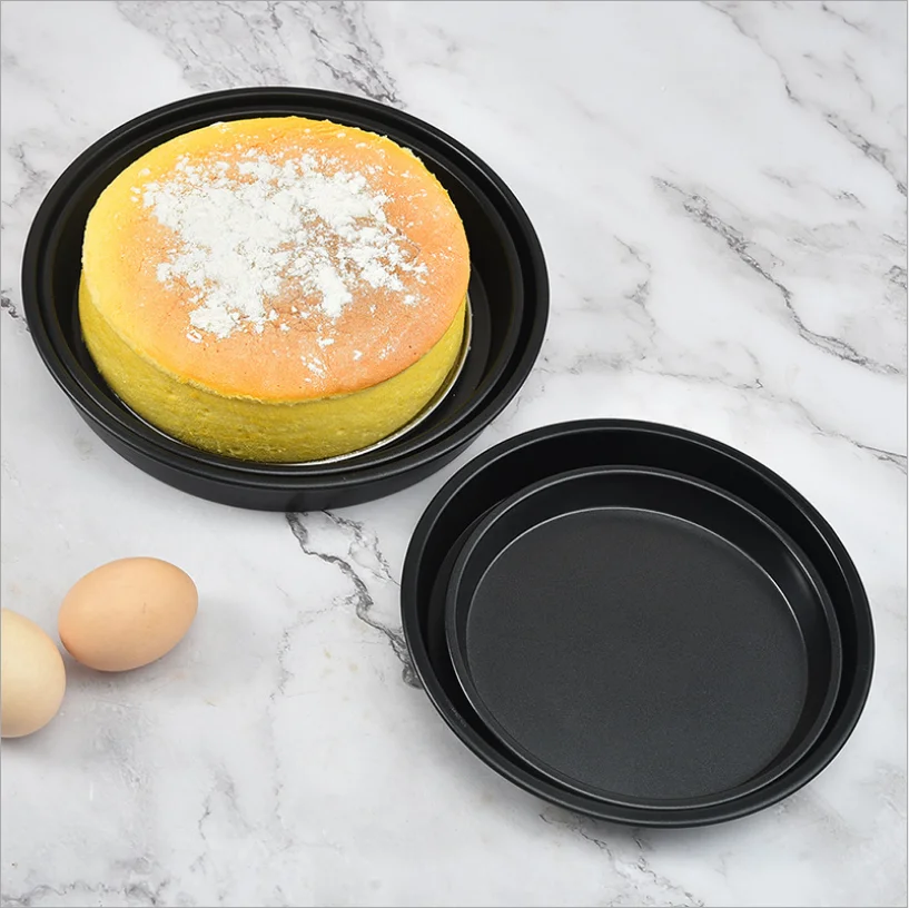 

Wholesale  Baking Tool Round Non-Stick Coating Baking Plate For Pizza Carbon Steel Baking Plate, Black&gold