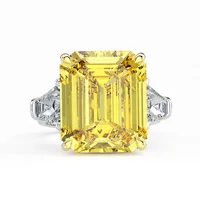 

Excellent Emerald Cutting Gorgeous Rectangular Pink CZ Diamond Women White Diamond Wedding Ring