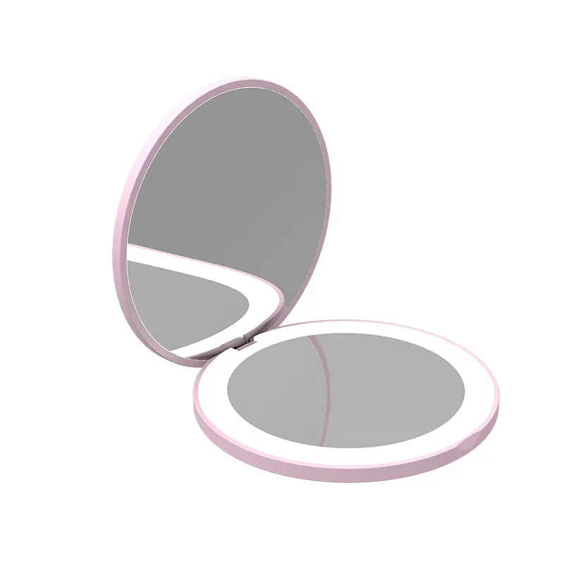 

3 Colors High quality Cheap Plastic Mirror Cportable Makeup Travel Round Mirror, Customized color
