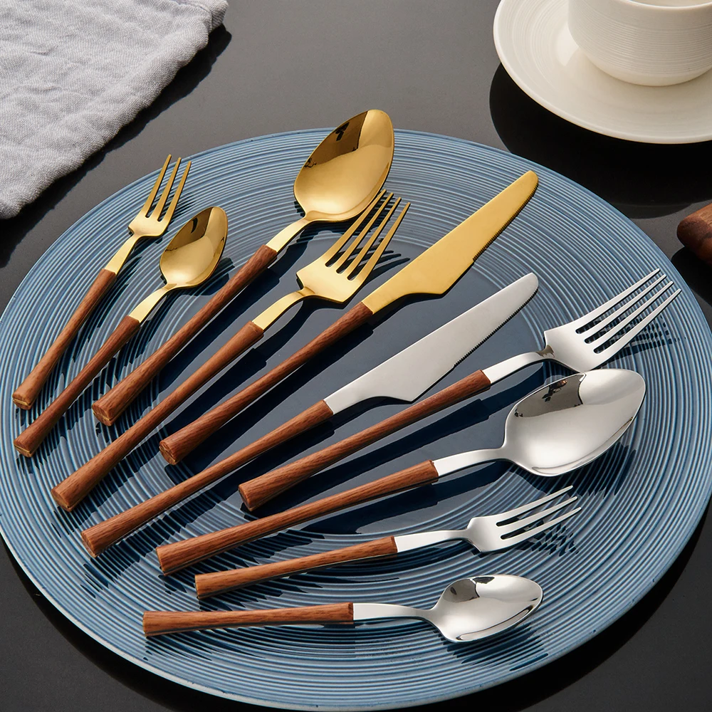 

Eco-friendly Restaurant Steak Knife Fork Spoon Cutlery Set Stainless Steel Silverware Flatware, Sliver