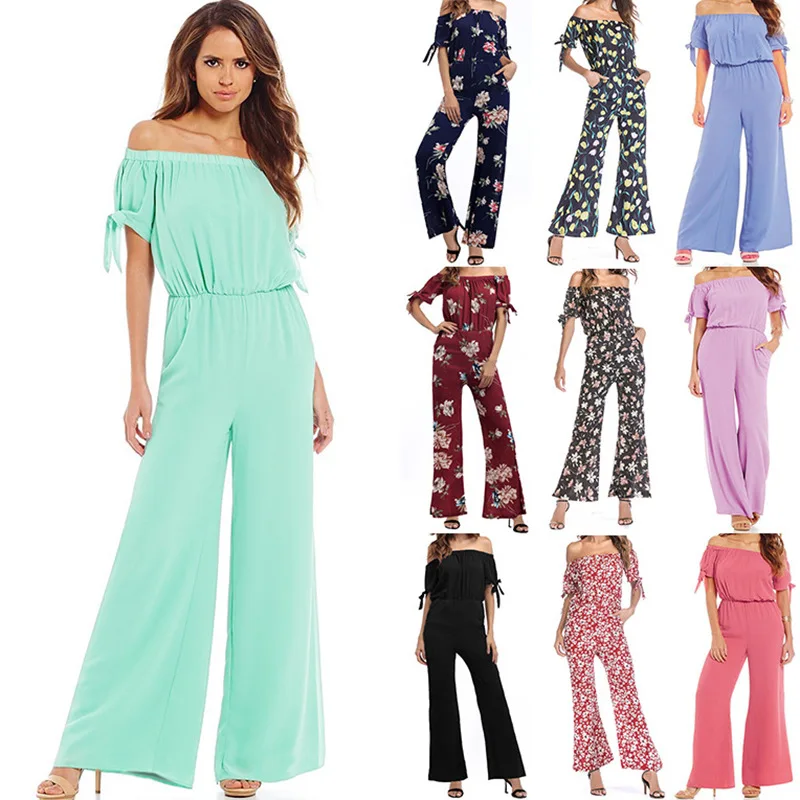 

Springway 2021 Summer High Waist Sexy Plus Size Girls' Jumpsuit Chiffon Floral Print Wide Leg Elegant Jumpsuit Women, As picture
