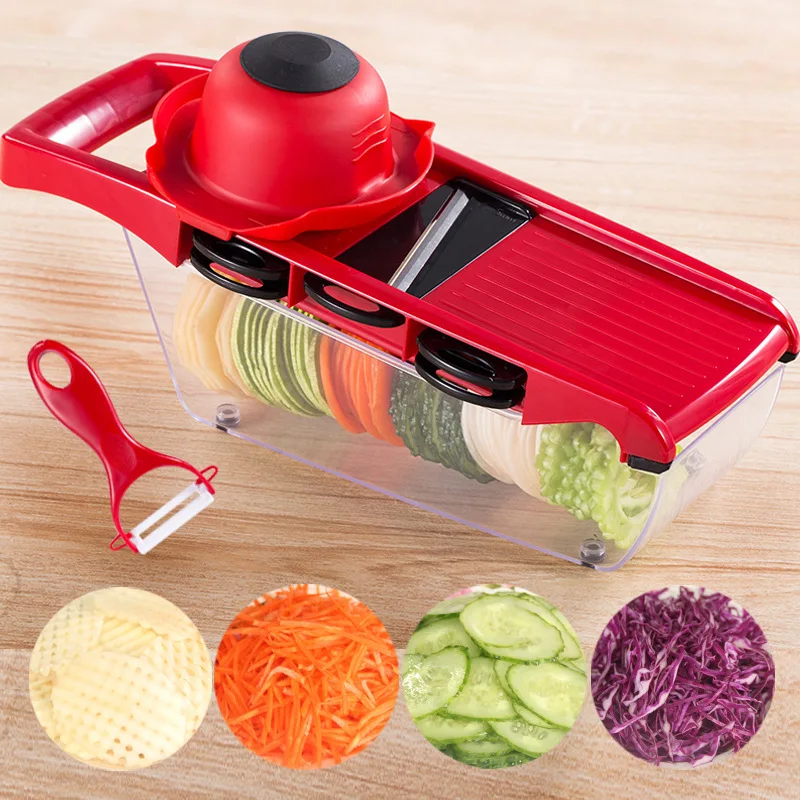 

2023 Hot Sale 6 in 1 hand operated vegetable mandoline slicer vegetable cutter food dicer shredder