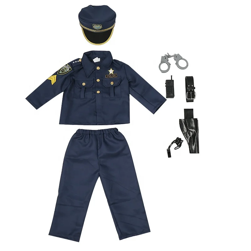 

Stock Sell Boys Police Play Cosplay Uniform Kids Party Costumes Halloween Role Play Clothes Set