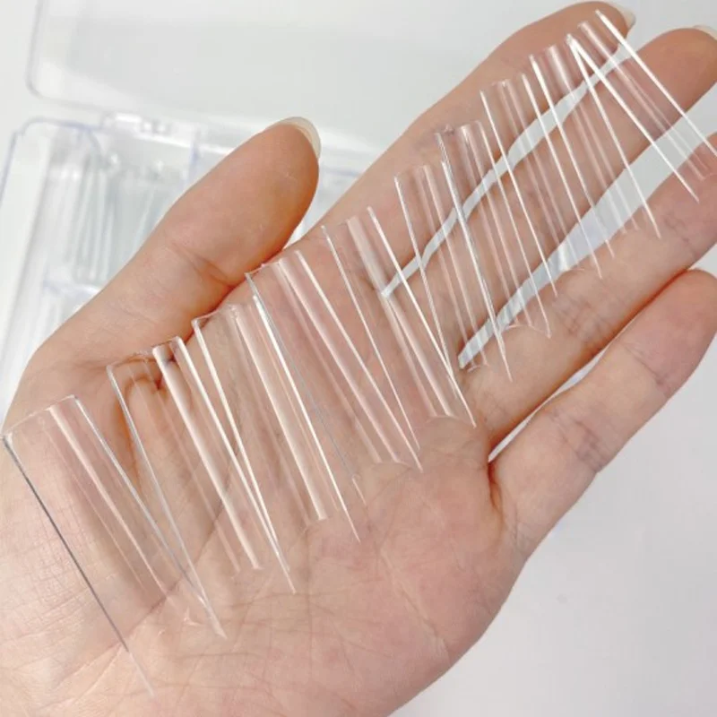 

500pcs/Bag Square Nail Tips Super Thin Half Cover Traceless Extra Long  C Curve Square Nail tips, Clear/ natural/ white