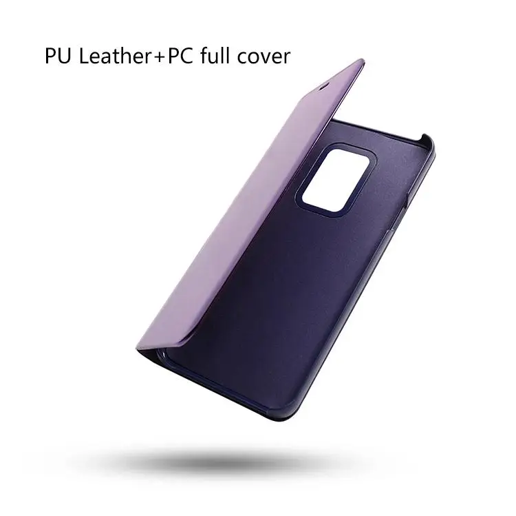 Luxury Leather Mirror Clear View Flip Standing Cell Phone Cover Case For Samsung Galaxy s9 s10 note 9 10