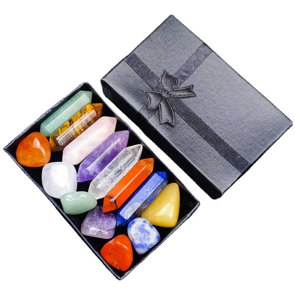 

Custom Chakra Stones Crystal With Box Healing Meditation Crystal Crafts Natural Stone Crystal Chakras 7 Chakras Set