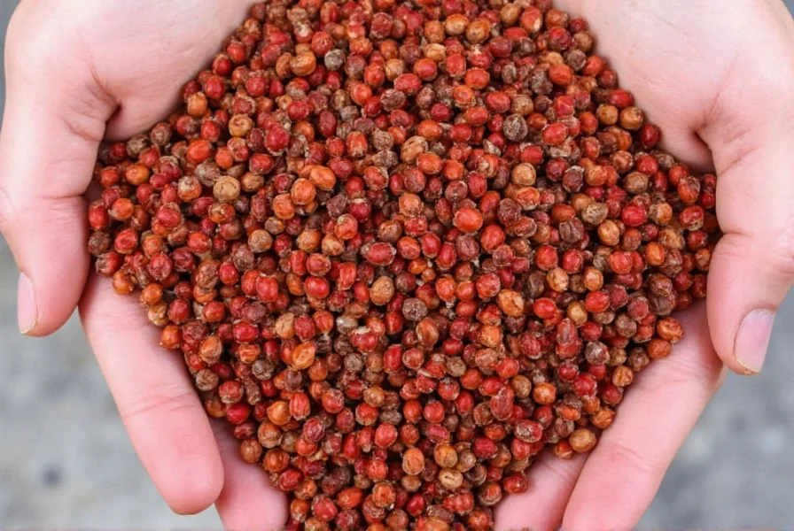 Close-up photograph of pimento seeds inside split allspice berries showing the small brown seeds within the husk