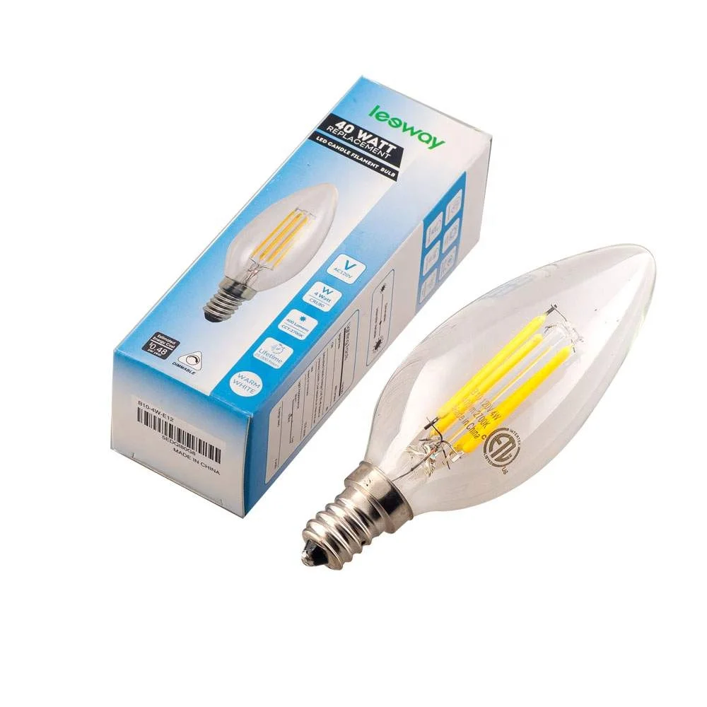 

Led candelabra bulb E12 4 Watt Dimmable B10 Led filament Bulb Equivalent to 40Watt Bulb