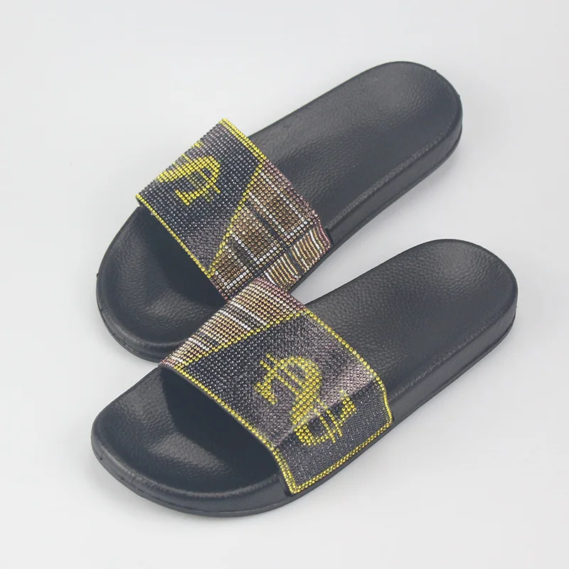 

Fashion Street Rhinestone Dollar Slippers Women's