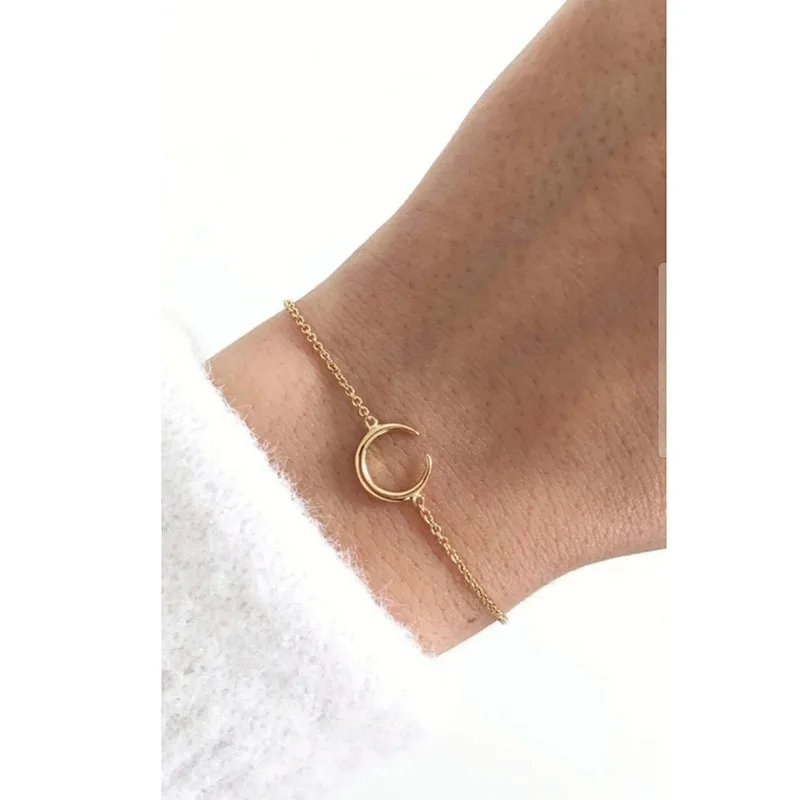 

Fashion delicate adjustable stainless steel moon charm chain bracelet Moonlight Woods Bracelet for Women Wholesale Jewelry