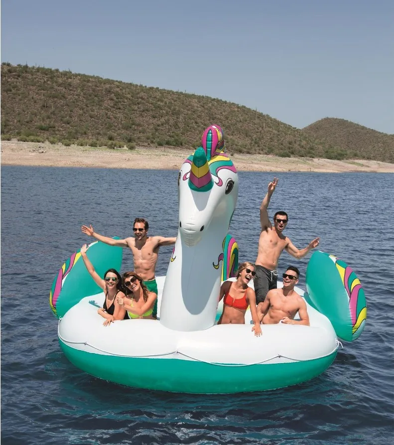 

43228 5.90x4.04cm Inflatable Giant Pegasus Island playing water pool floating for 6 persons