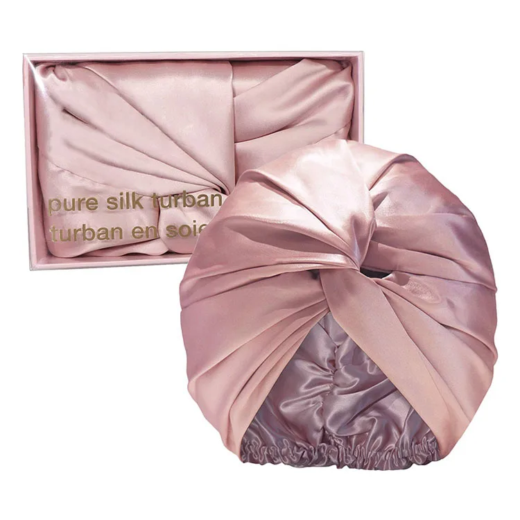 

16MM Wide Band silk sleep night cap Custom Logo Silk Hair Bonnet turban Silky Sleeping Hat silk Bonnet