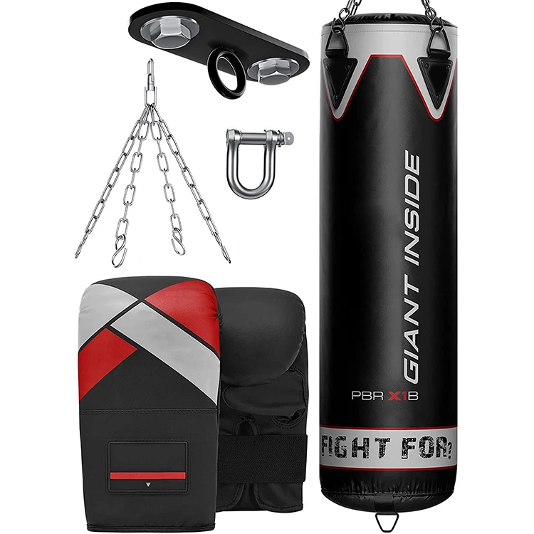 

Real Punching Bag Gym Training Bag with Punch Mitts Hanging Chain Ceiling Hook Great for Martial Arts Kick Boxing, As picture or custom