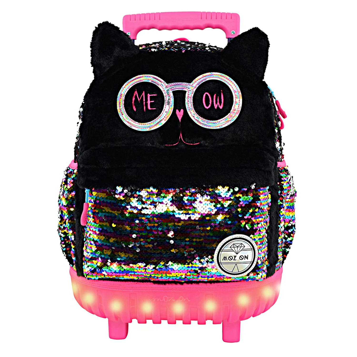 

Girls18" Rolling Backpack LED Lamp Beads School Carry-on Luggage for Kids Trolley Teens Bags Fashion Suitcase Daily Life