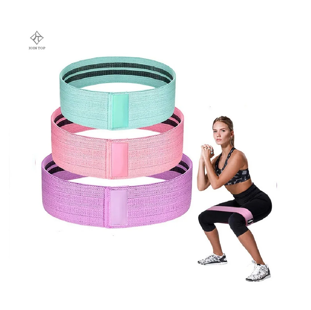 

Jointop Low MOQ Wholesale Custom Workout Fitness Gym Equipment Loop Latex Fabric Hip Resistance Exercise Bands Set Mini Fitness, Stock color or customized