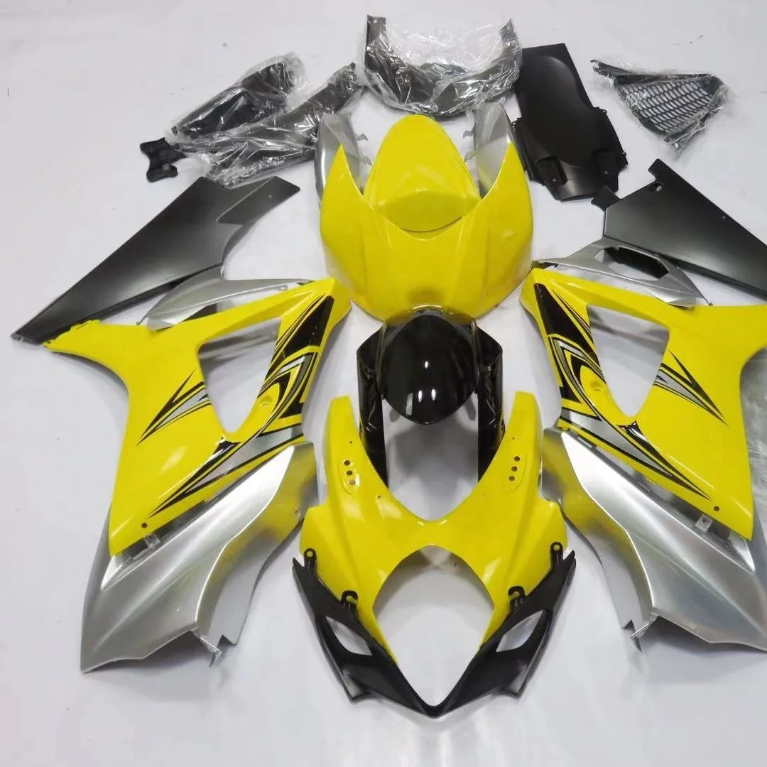 

2021 WHSC Yellow Silver and Black Motorcycle Fairings Fit For SUZUKI GSXR1000 2007-2008, Pictures shown