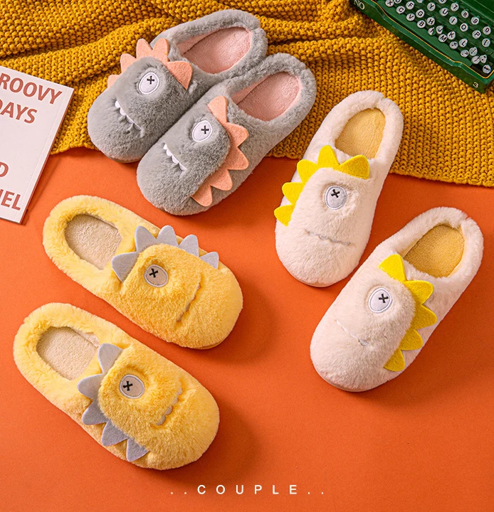 

Cotton Children cute cartoon design slippers women home indoor plush warm slide wholesale kids fur sandals