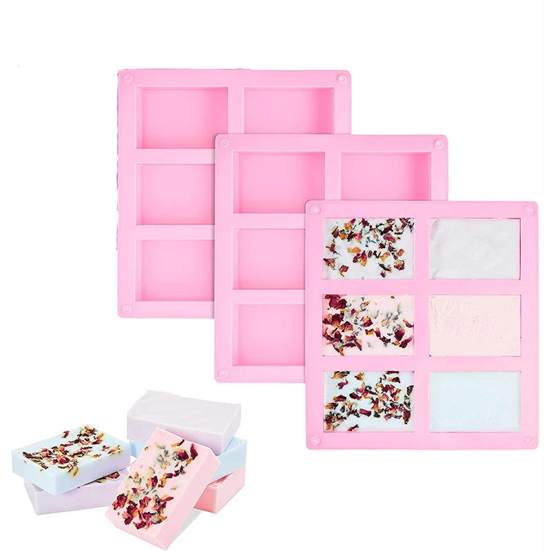 

Large Cube Square Soap Candle Cake Silicone Mold Handmade Soap Making Molds, Pink