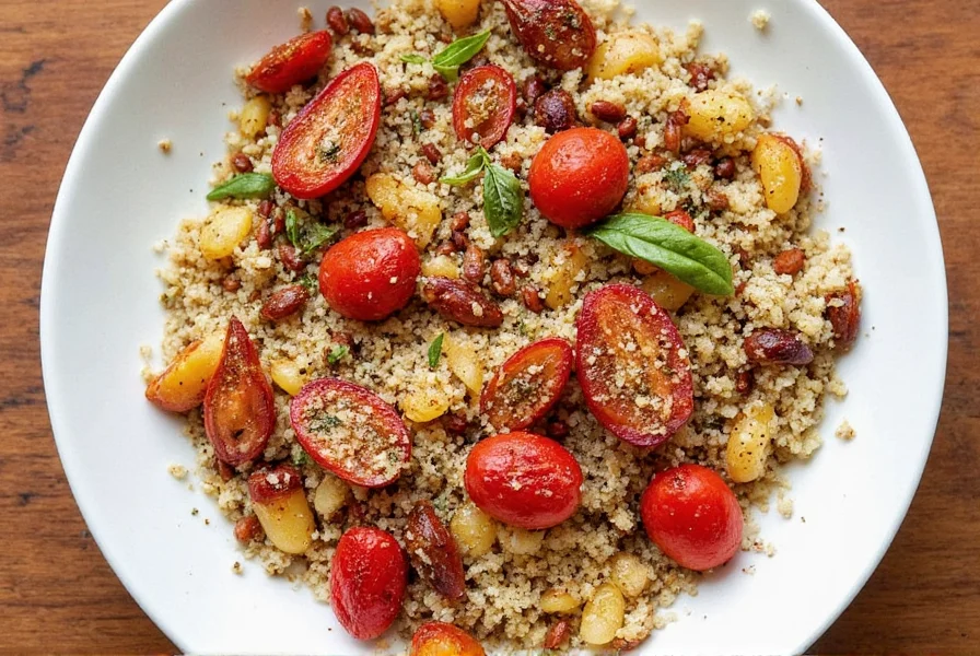 Mixing bruschetta seasoning in a bowl