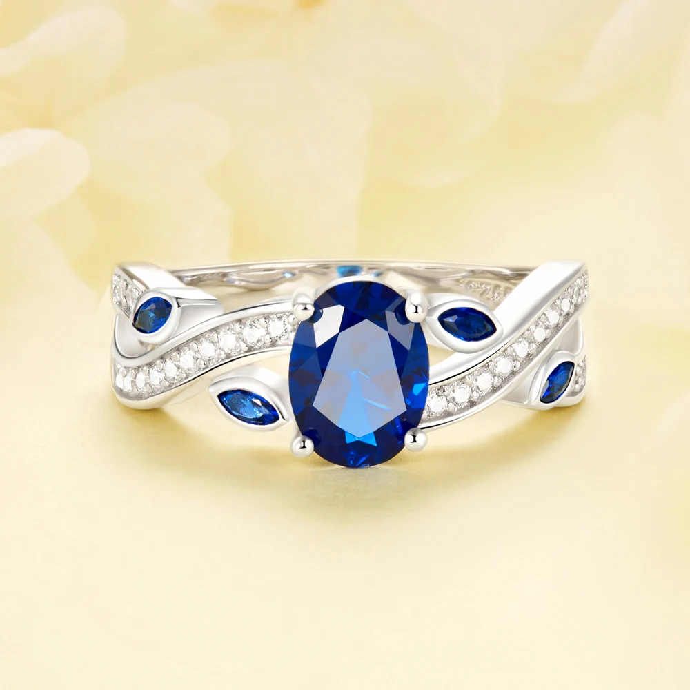 

925 Sterling Silver Ring Full Eternity CZ Tiny Engagement Ring 3A Blue ZIRCON Women Rings S925 4.5g