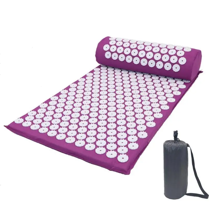 

66*42cm Massager Cushion Acupressure Relieve Back Body Pain Spike Acupuncture Massage Yoga Mat with Pillow
