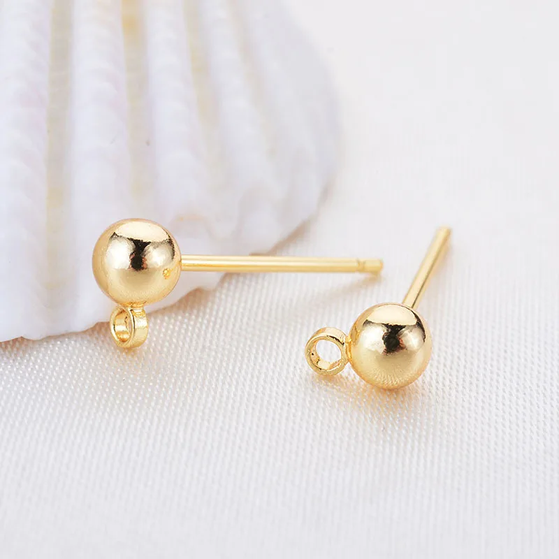

Hot Sale Hypoallergenic 4mm Gold Plated Ear Needles With Ball For DIY Earrings Accessories