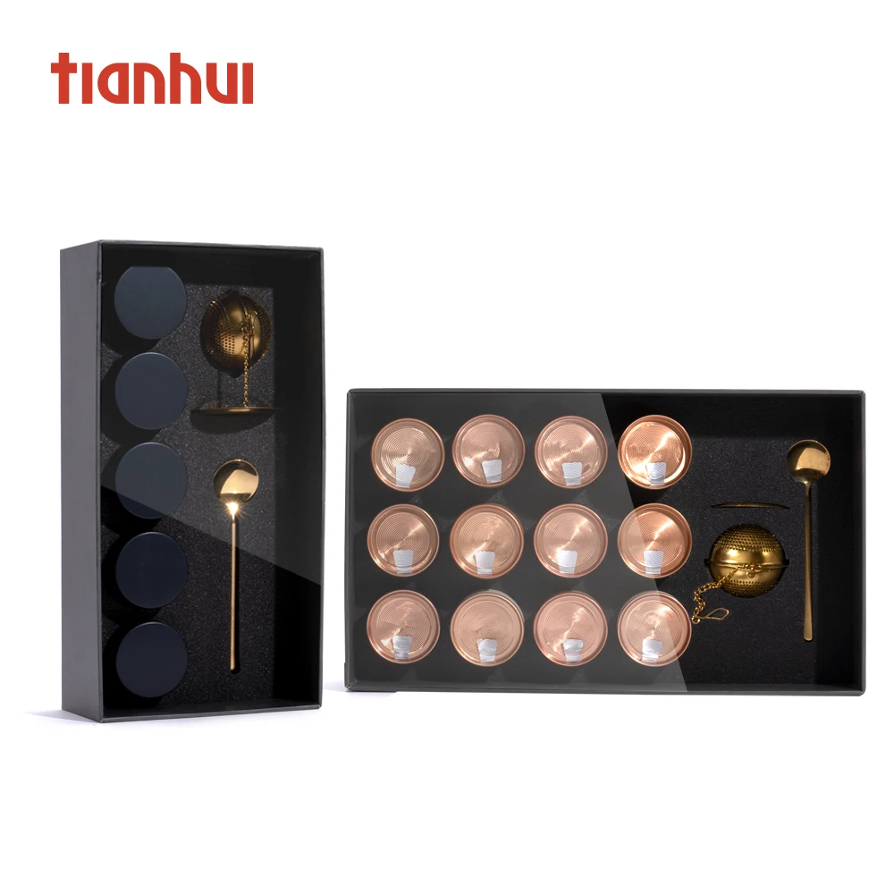 

Tianhui Luxury Packaging Black Gift Customized Exquisite LooseTea Girt Packaging Set for Parents