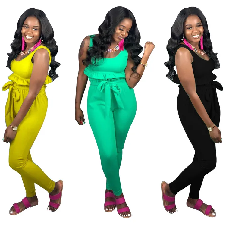 

New Stylish Ladies Tracksuit Candy Color Sashes Tank Top Leggings Two Piece Set Women Clothing Summer Casual 2 Piece Set Women