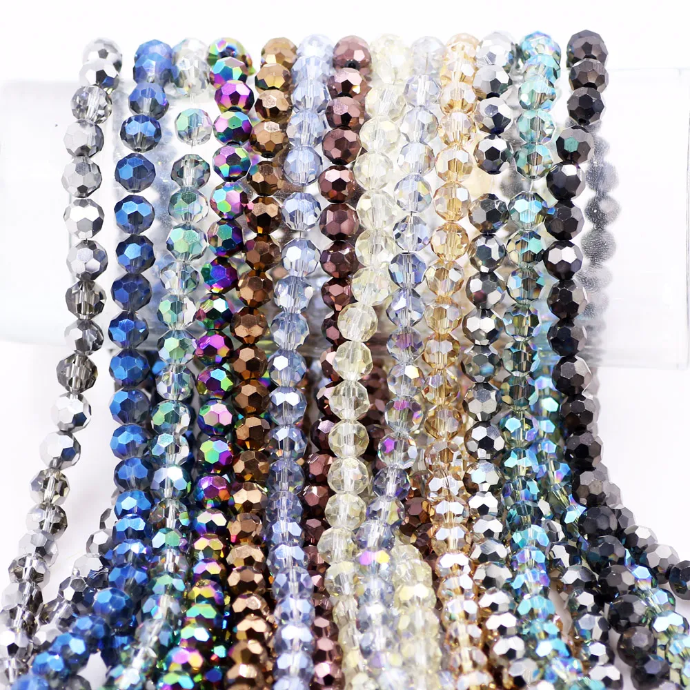 Faceted Round Glass Beads For Jewelry Making Bulk 2/3/4mm Plate Crystal