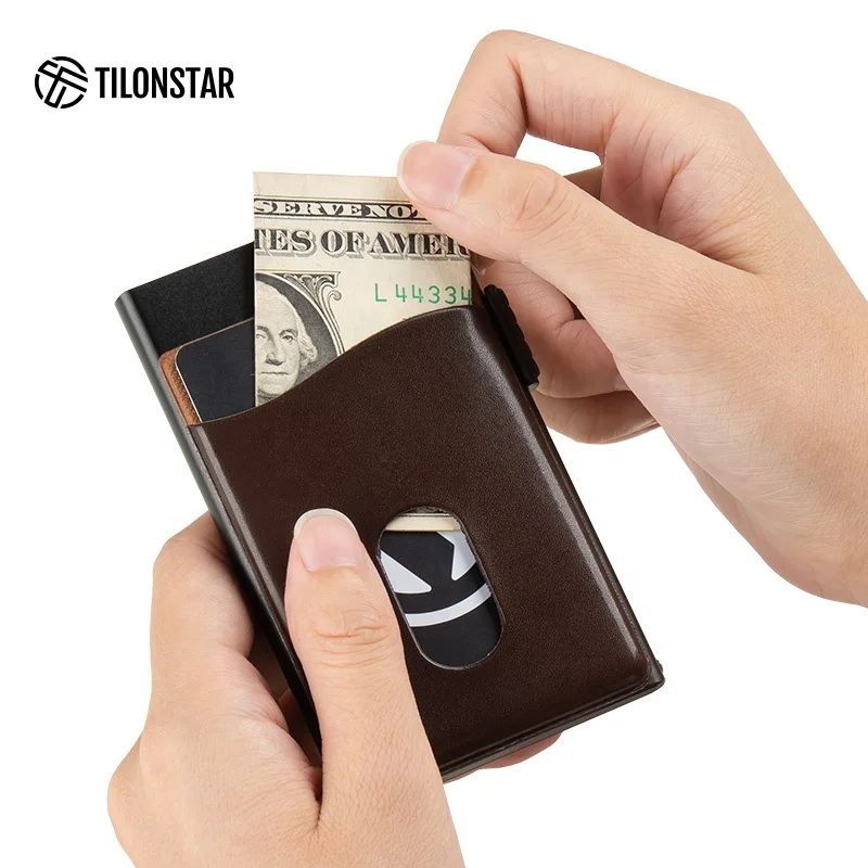 

Personalized Embossed Leather Business Card Holder RFID Blocking Wallets