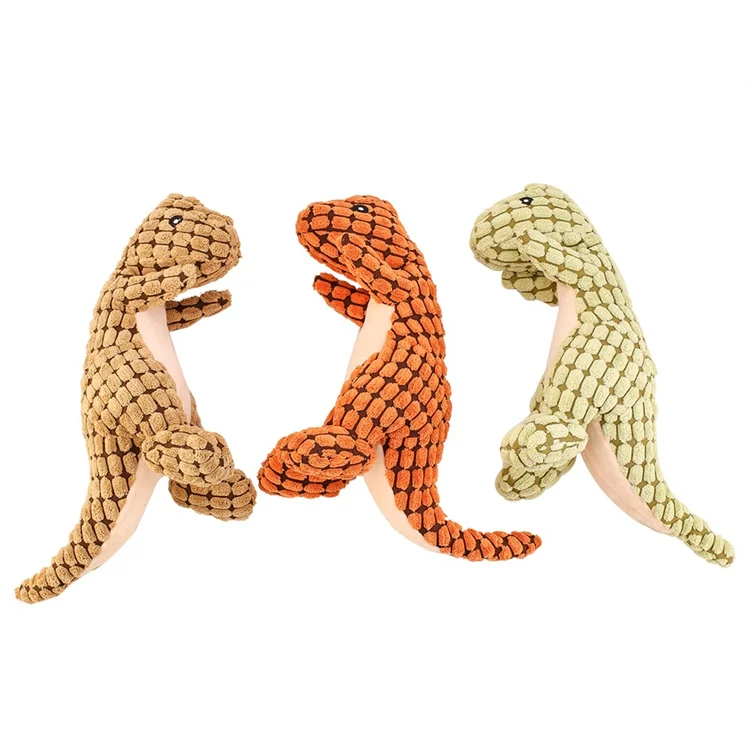 

Factory Direct Supplier Plush Outdoor Training Pets Toys Recyclable Brown Dinosaur