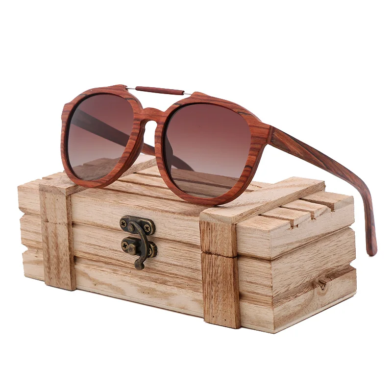 

2021 Custom Logo HD Wooden Glasses Trendy Eyewear Eco-friendly Wood Bamboo Sunglasses polarized Men
