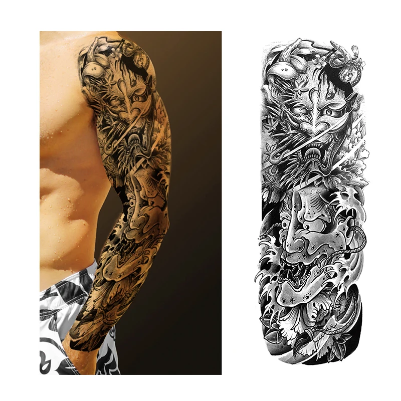 

Men Temporary Tattoo Sticker Waterproof Blackwork Cool Tatuajes Non-Toxin Water Transfer Tattoo Ink Paper Henna Stickers