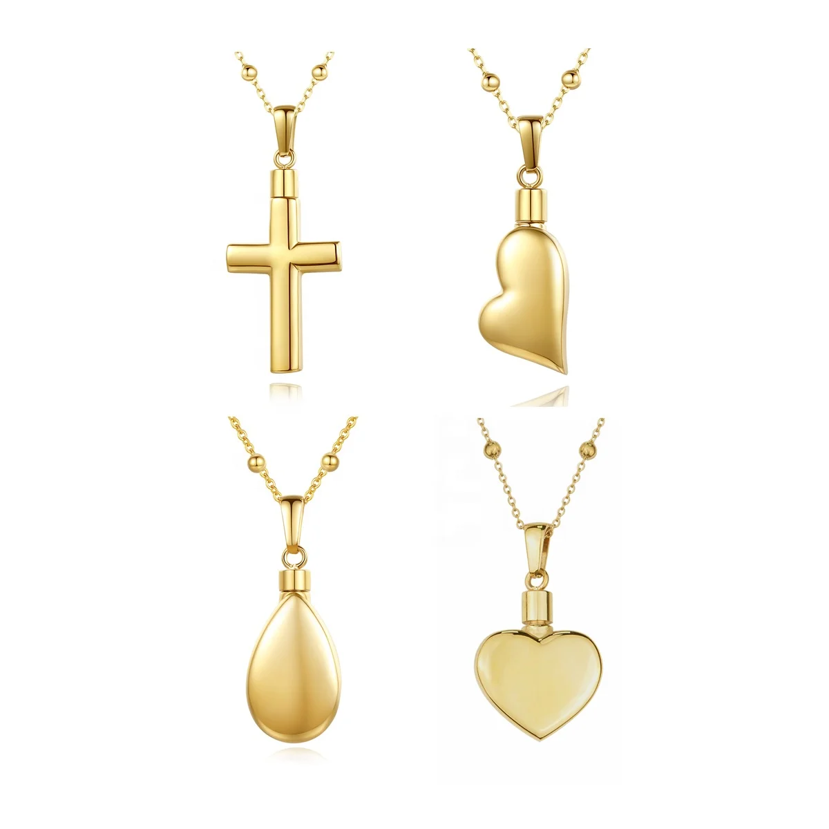 

Stainless steel large capacity cross heart waterdrop design cremation jewelry ash urn pendant necklaces for pet ashes