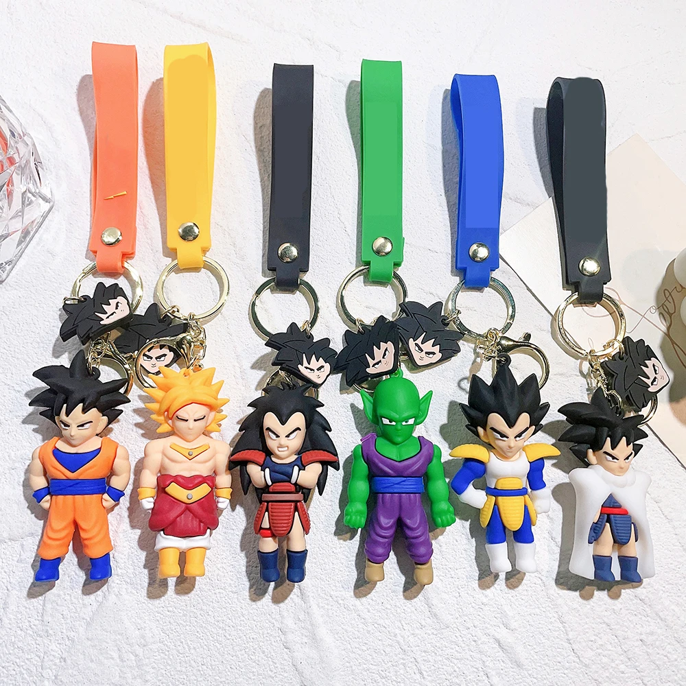 

3D Kawaii Silicon PVC Keychain DBZ Son Goku Vegeta IV Cell Son Gohan Trunks Broli Character Dolls Cartoon Custom Gift LC130