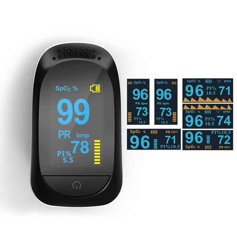 
Professional manufacturer of smart digital fingertip SPO2 pulse oximeter with two color OLED display 