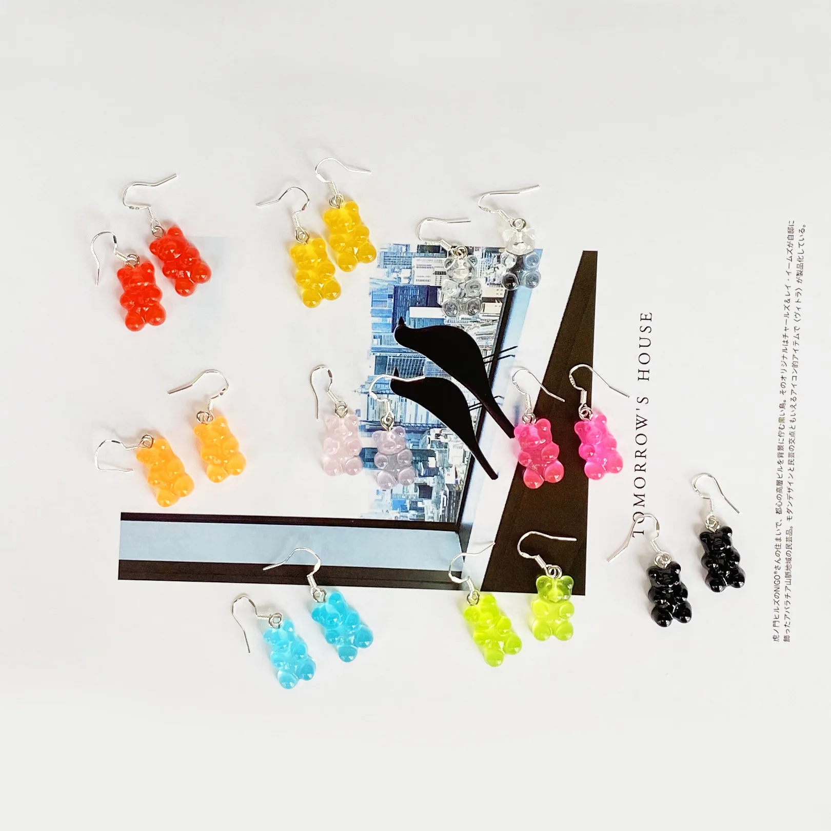 

2020 Hot Style Cheap Earring s925 Sterling Silver Color Jelly Gummy Teddy Bear Earring, 17 color