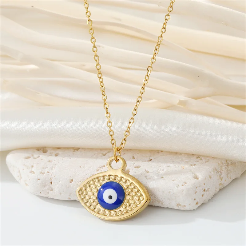 

Wholesales Crystal Moon Stainless Steel Women Gift Pendant Necklaces Personality Cross Ox Head Evil Eye Necklace