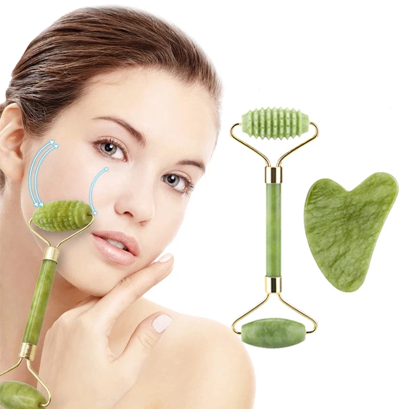 

Beauty anti aging 100% natural stone facial skin massage xiu yan jade roller gua sha for face rouleau de jade