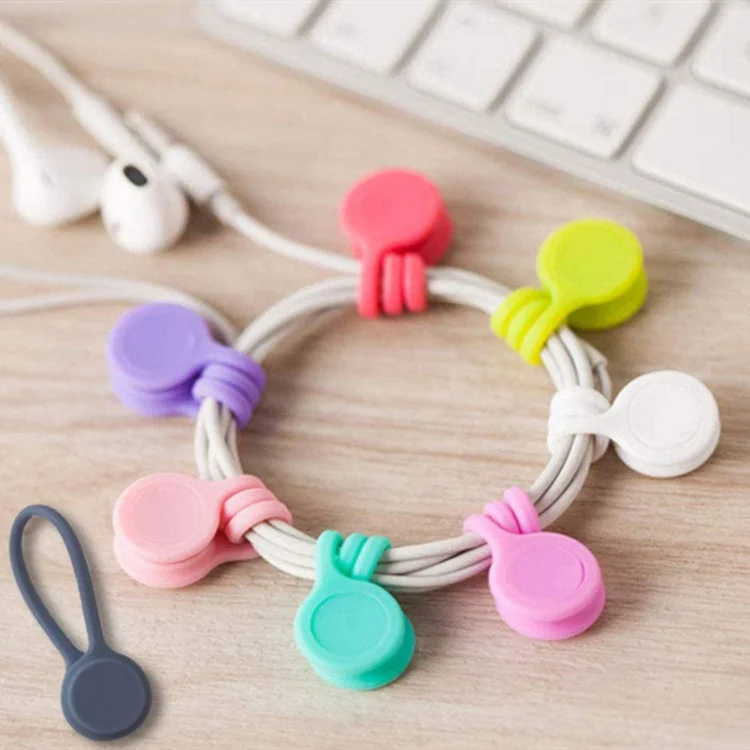

Manufacturers wholesale Colorful Magnetic Twist Ties Strong Magnet Cord Winder Wrap Silicone Cable Clips