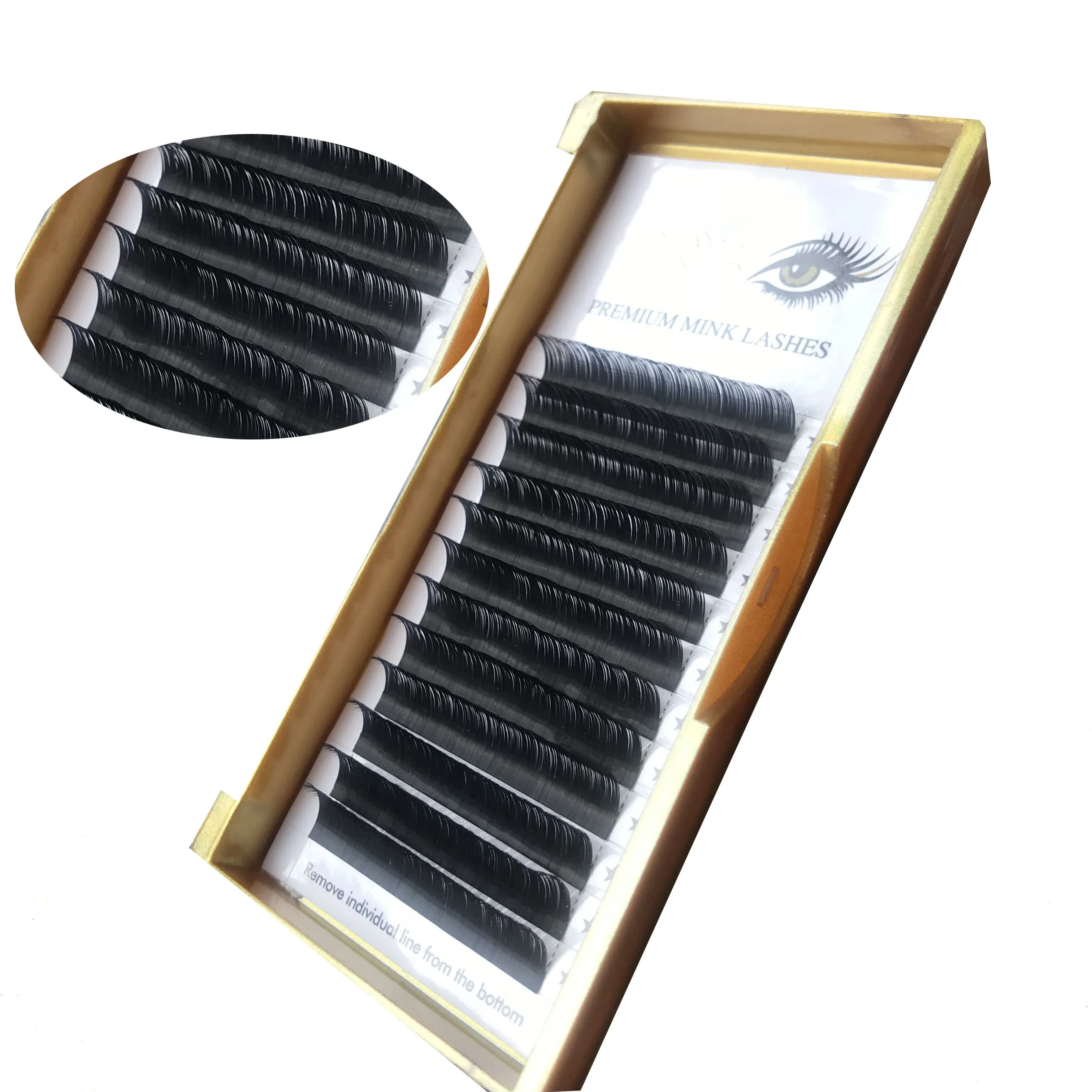 

lash suppliers Korean pbt Synthetic silk mink 0.10 0.15mm J B C CC D DD L M Curl Silk Eyelash Extension Tray With 6-20 mm, Natural black