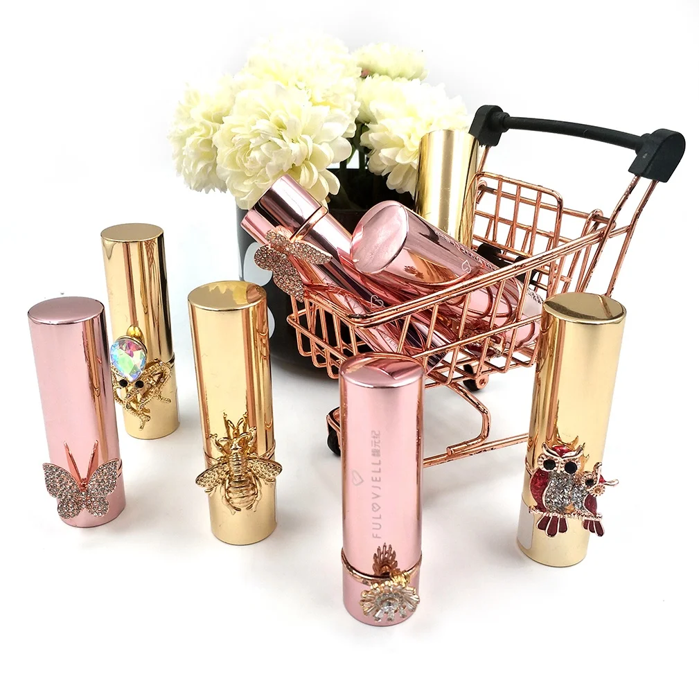 

SFL046 Gold Tube Lip Makeup Vegan Cosmetics Private Label Lipstick Moisturizing Lip Stick