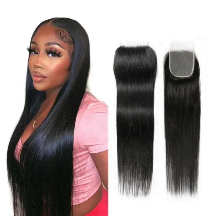 

4x4 HD Lace Closure Human Hair Transparent Lace Frontal Closure Pre Plucked Hair 150% Density Natural Black Lace Closure