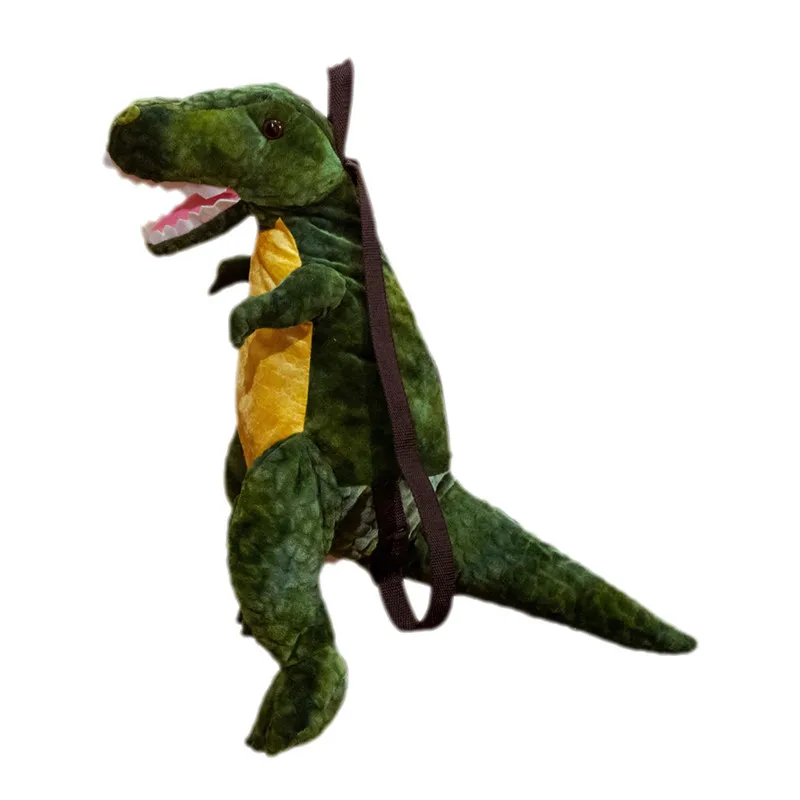 

cartoon kindergarten kid bag t-rex dinosaur style plush dinosaur backpack, Geen, grey, brown