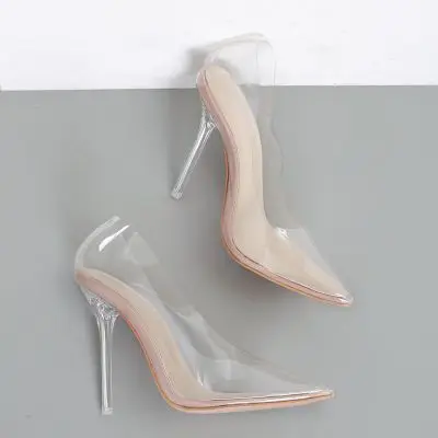 

F21094A 2020 wholesale fashion high-heeled Sheer pointed, crystal, shallow, stiletto, large sandals for women, As picture